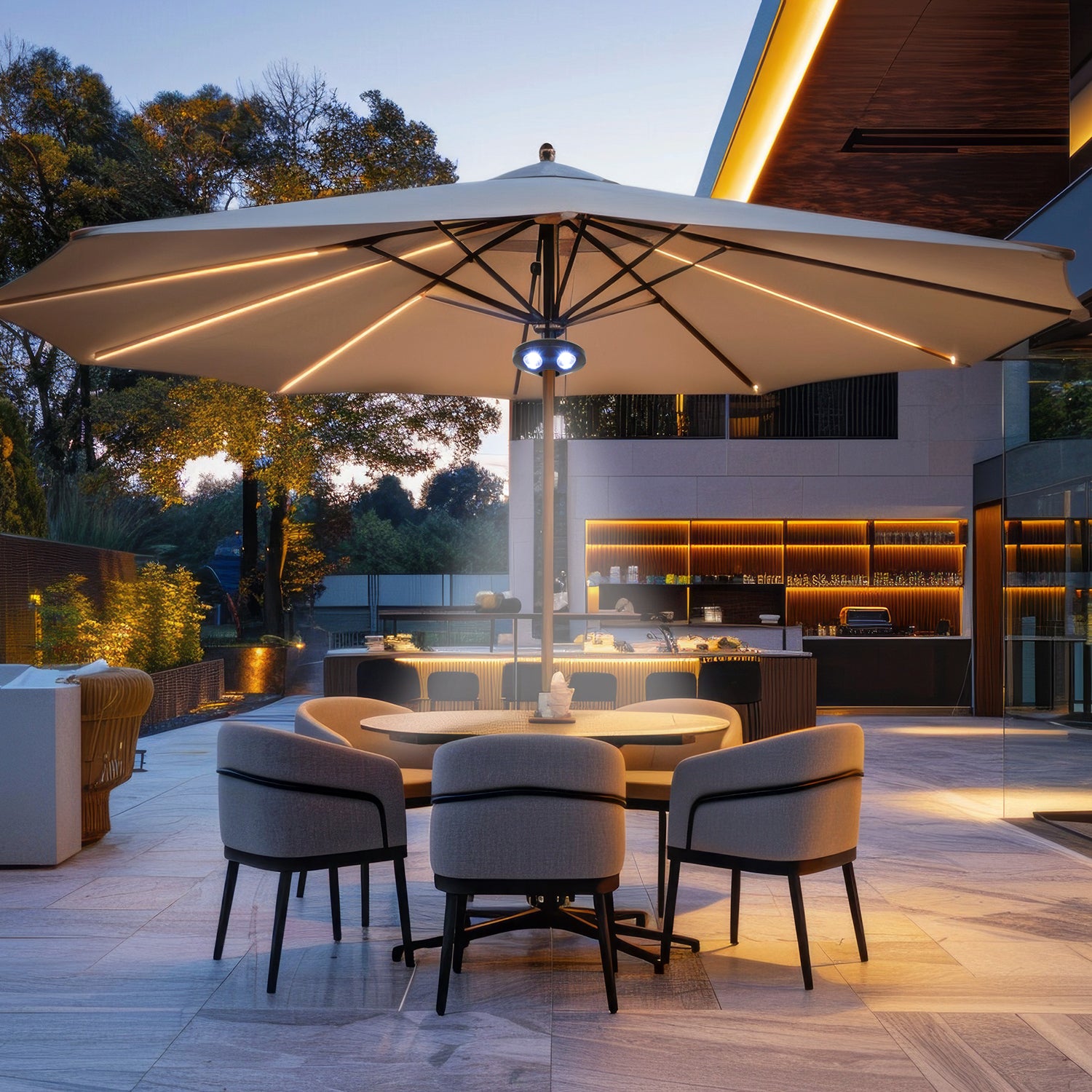 DICTROLUX - Lampada per Ombrellone 24 Led Luce Fredda
